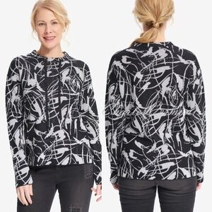 Joseph Ribkoff Black White Metallic Embellished Knit Sweater